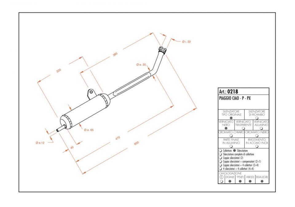 Pot d échappement Leovince pour Mobylette Piaggio 50 Ciao PX 1980 à 2004 0218 Neuf