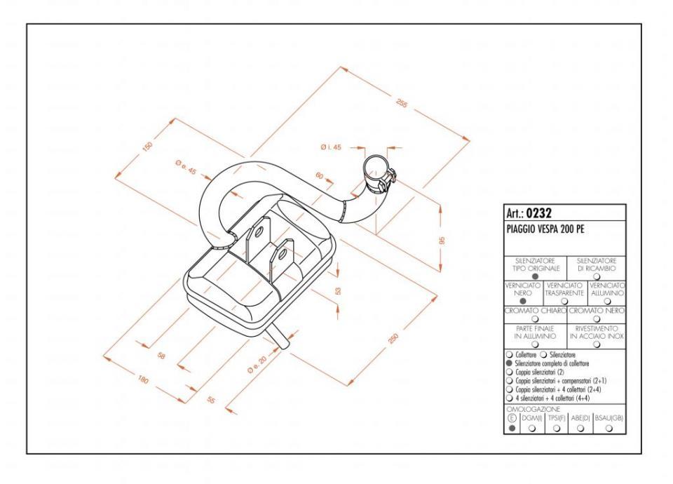 Pot d échappement pour Piaggio Vespa Pxe