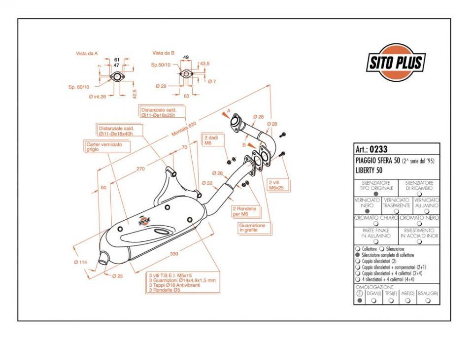 Pot d échappement pour Piaggio Liberty 2T