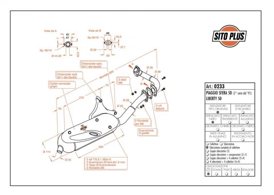 Pot d échappement Leovince pour Scooter Piaggio 50 Liberty 2T 1997 à 2008 Neuf