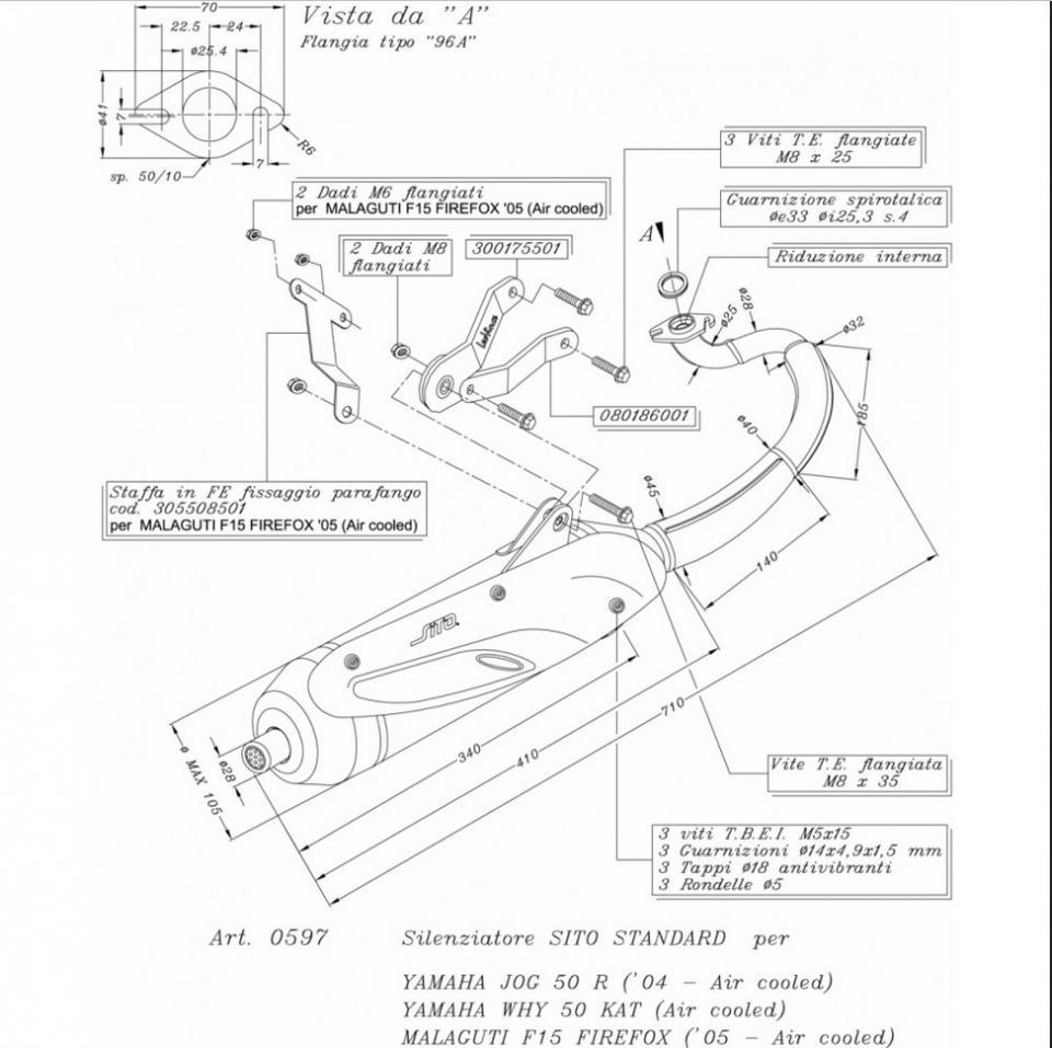 Pot d échappement SITO pour Scooter Yamaha 50 Yh Why 1999 à 2011 Neuf