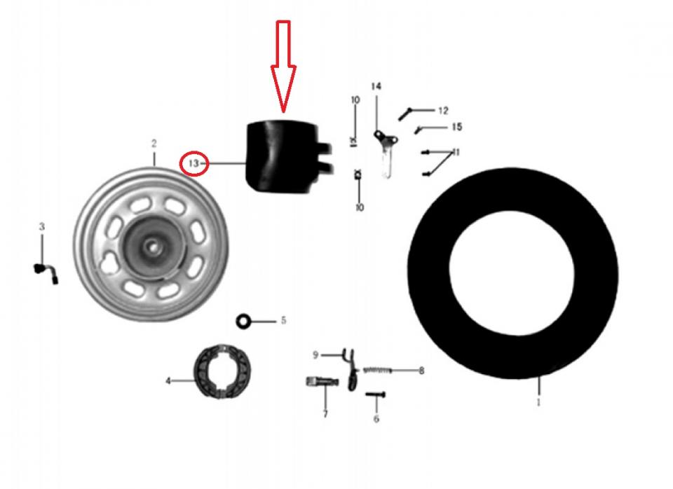 Garde boue arrière origine pour Scooter Chinois 50 139QMA 82212-SQT-000 Occasion