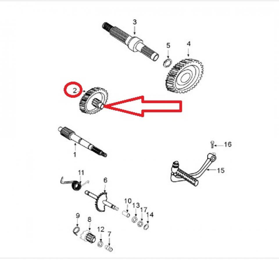 Arbre intermédiaire transmission AR pour scooter Peugeot 125 Looxor 801094 13x45