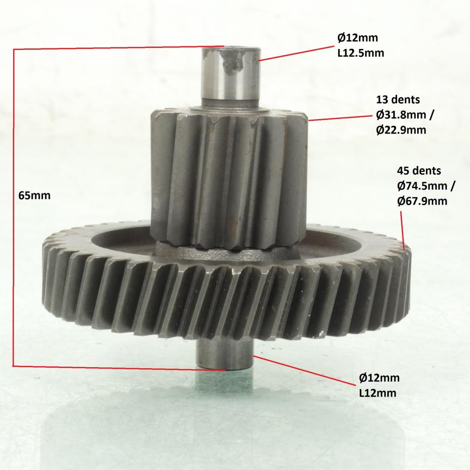 Arbre intermédiaire transmission AR pour scooter Peugeot 125 Looxor 801094 13x45