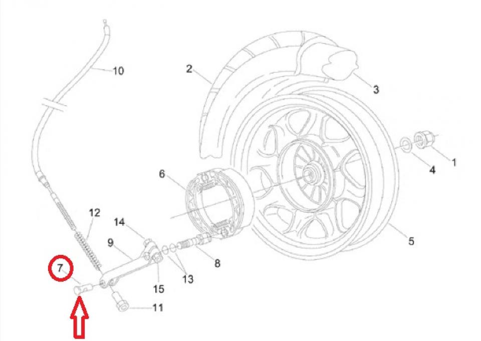 Barillet butée câble frein AR pour scooter Aprilia 50 Amico 1992-93 AP8221120