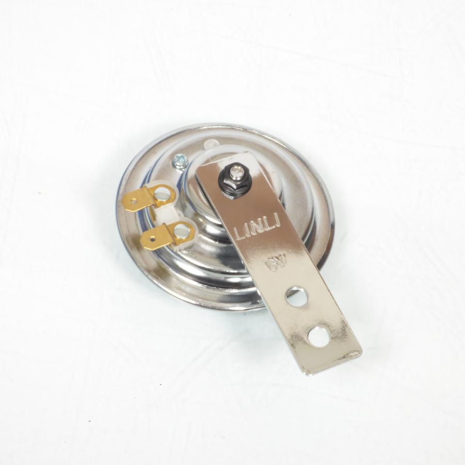 Klaxon rond chromé LINLI Ø70mm 6V AC 100db Neuf pour moto 50 cyclo mobylette