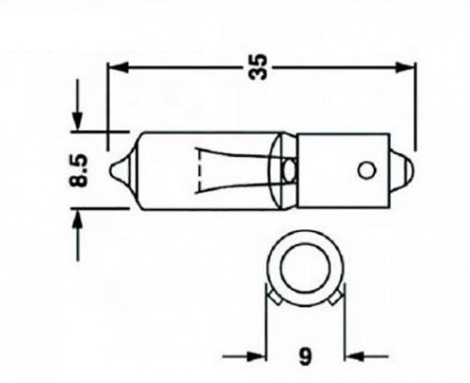 Ampoule TNT pour moto BAU9S 12V 21W longue décalé x1 Neuf