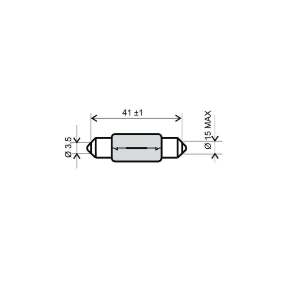 Ampoule navette SV8.5 RMS 6V 15W 15x41mm pour moto cyclo auto 400115 unité Neuf