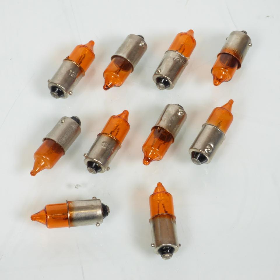 Boite 10 ampoule Vicma L829 à baïonnette verre orange 12V 10W culot BA9S pour moto scooter Neuf