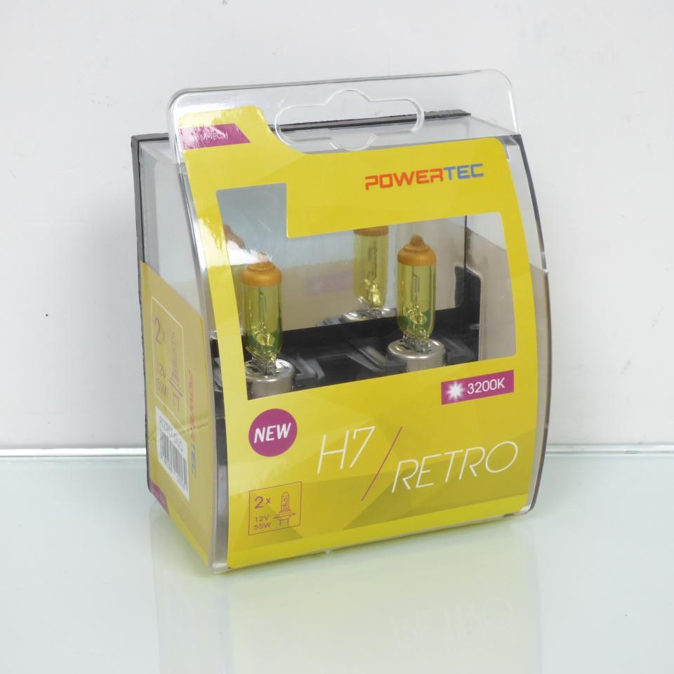 Lot de 2 ampoule H7 jaune 12V 55W Powertec PTZRT7-DUO pour moto auto rétro