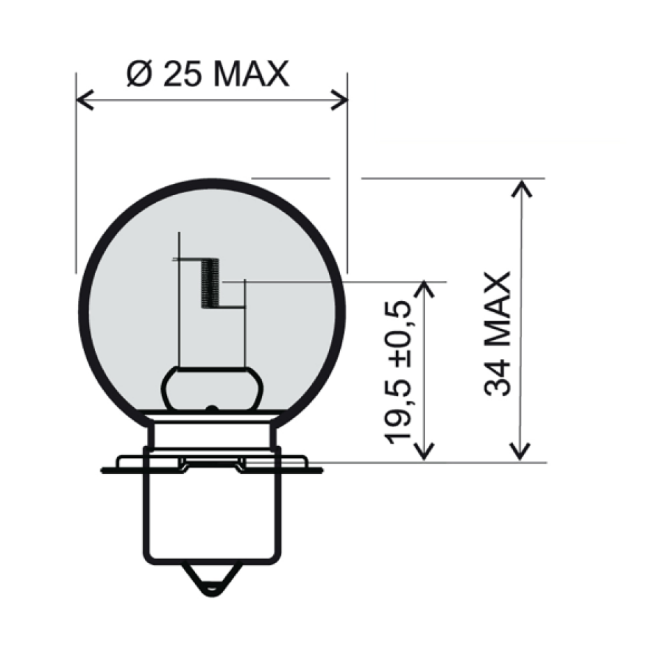 Ampoule RMS Moto pour deux roues 12V P26S 20W blanche Neuf