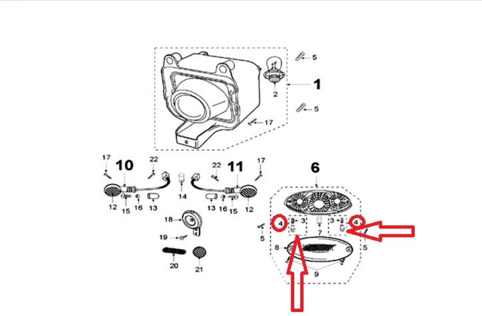 Douille+ampoule 5W feu AR pour scooter Peugeot 50 Ludix 765934 Neuf
