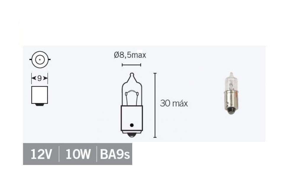 Ampoule de clignotant blanche BA9S 12V 10W T10 Neuf pour moto scooter deux roues