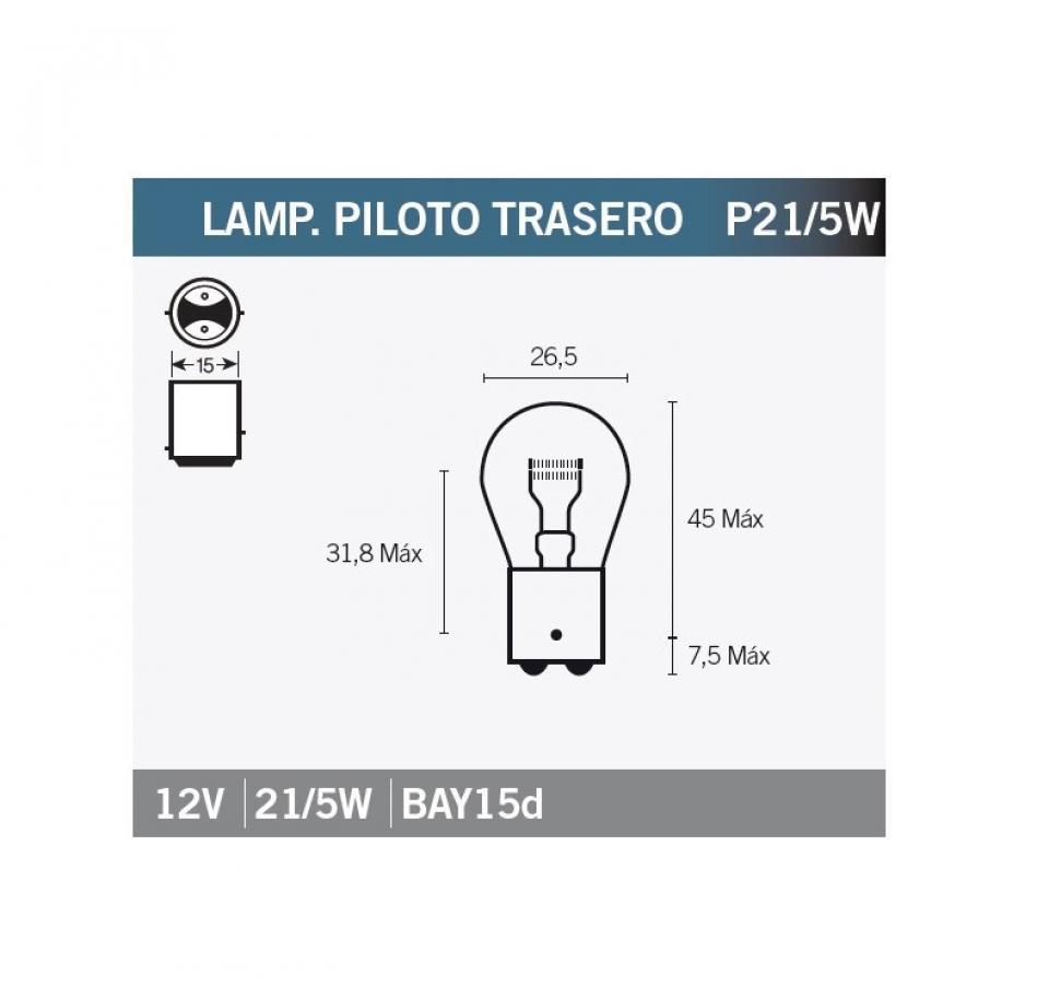 Ampoule Vicma pour Auto 12V 21/5W BAY15d Neuf