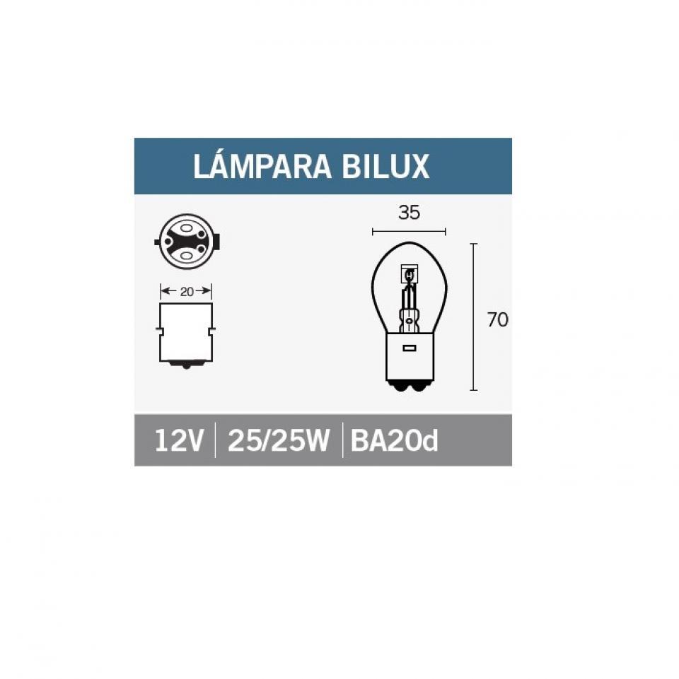 Ampoule Vicma Bilux 12V 25/25W culot type BA20d pour moto auto scooter Neuf