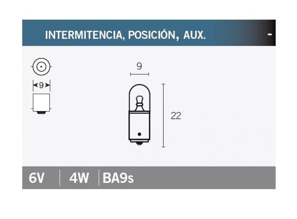 Ampoule Vicma pour moto 6V 4W BA9s / à l'unité Neuf