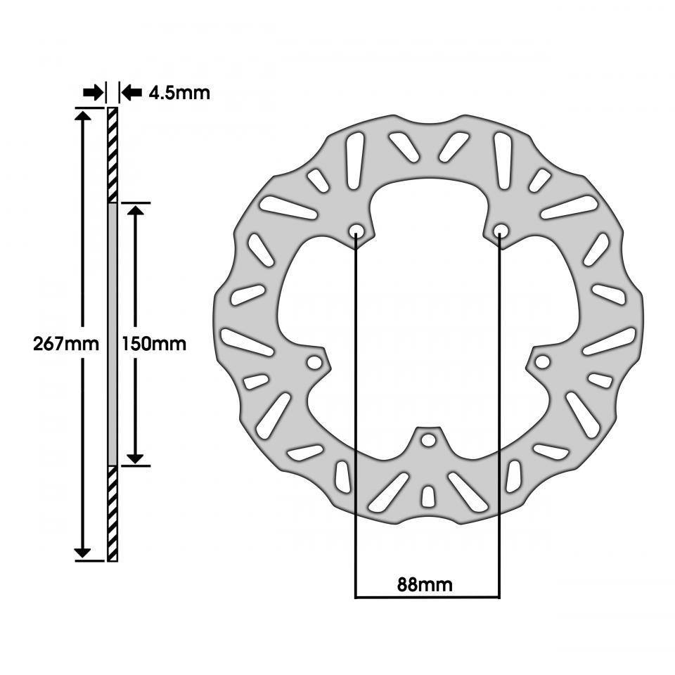 Disque de frein Ø267mm Ep4.7mm Polini 175.0048 pour scooter MBK 250 Skycruiser