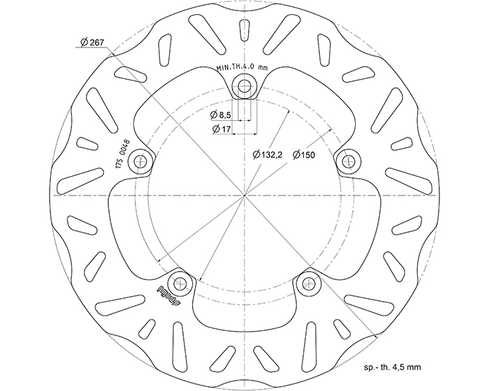 Disque de frein avant Polini pour Scooter Suzuki 400 Majesty 2004 à 2006 Neuf