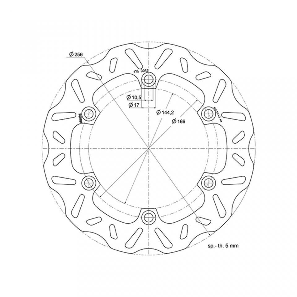 Disque de frein Polini pour Moto Honda 1500 Cb Mugen 2011 Ø256X144.4X5mm / AR Neuf