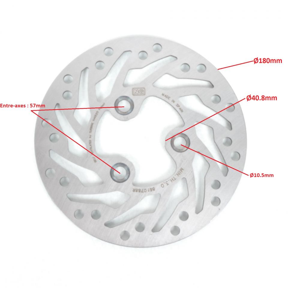 Disque de frein NG Brakes 8610788R Ø180mmxØ40.8mmxÉp3.5mm Neuf