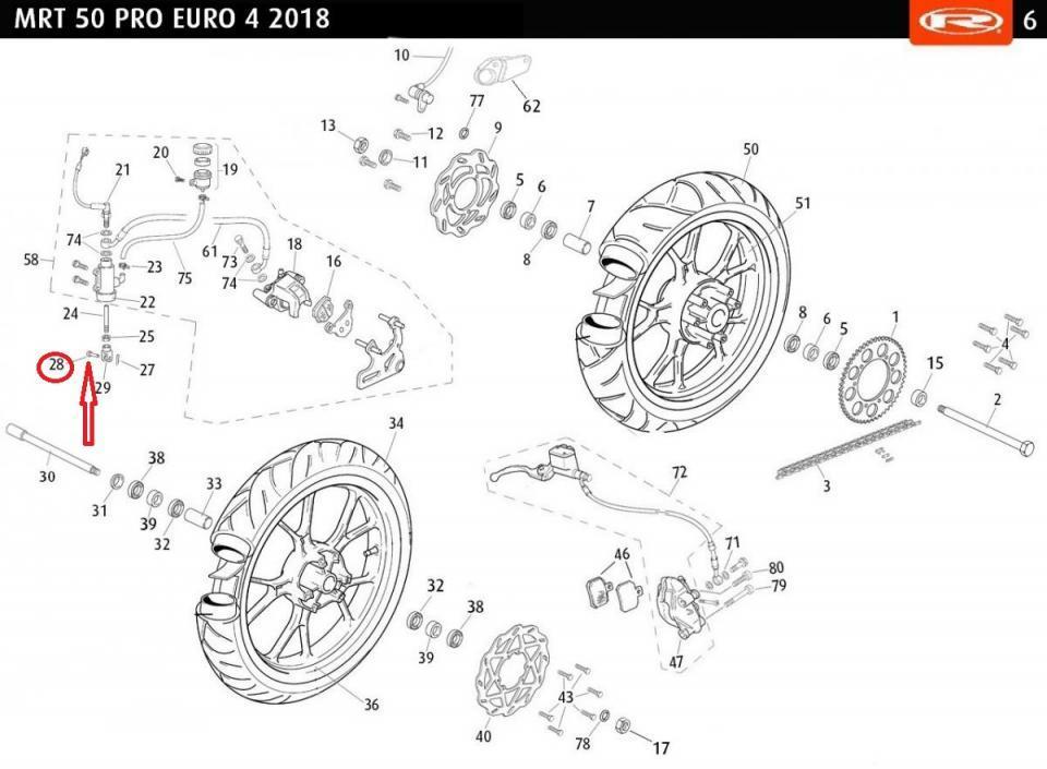 Axe maitre cylindre AR pour moto Rieju 50 MRT 2009 à 2017 0/000.840.0090 Neuf