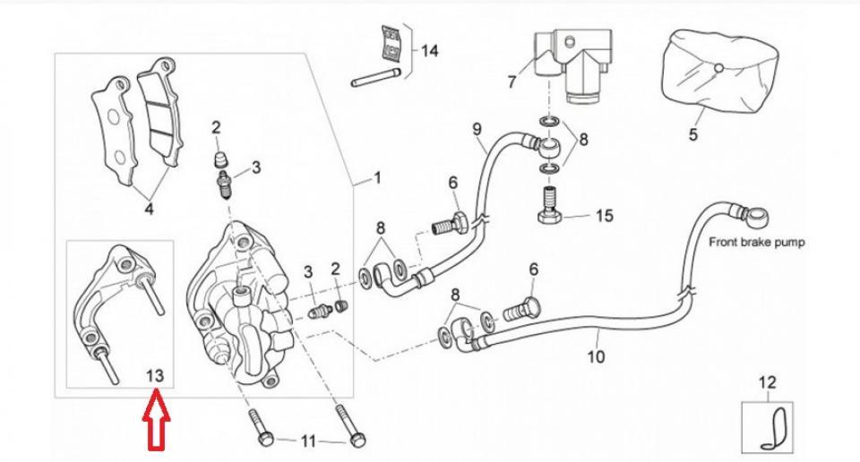 Support d'étrier frein avant pour scooter Aprilia 125 Atlantic 2003 à 2011 AP8133817