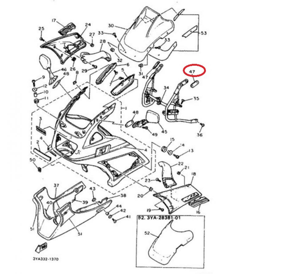Amortisseur de rétroviseur origine pour Yamaha 1200 FJ 1991 3XW262980000 Neuf