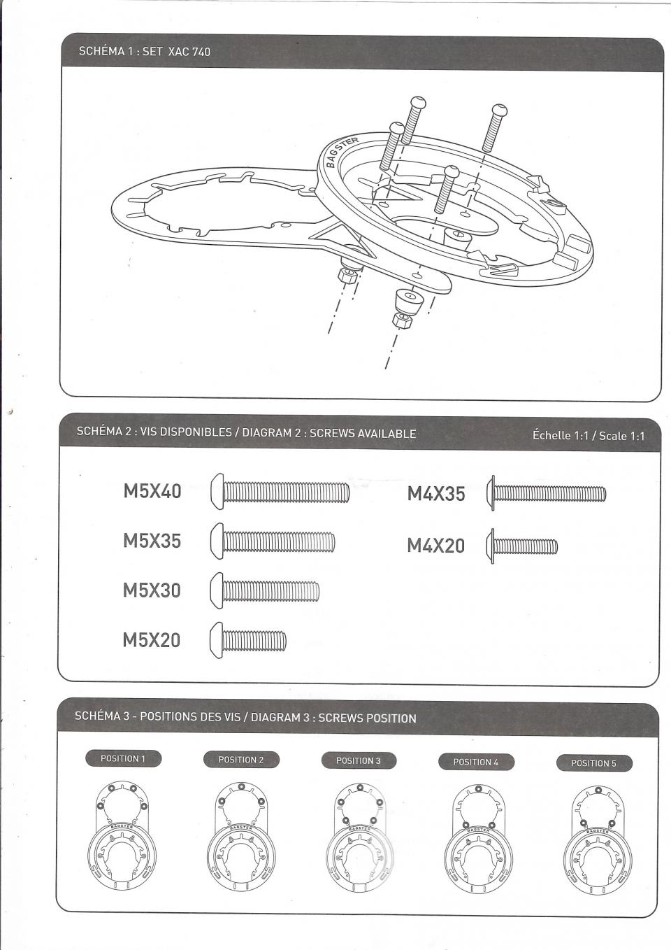 Support de fixation sacoche XAC740 LOCK'N START déporté Bagster pour moto BMW