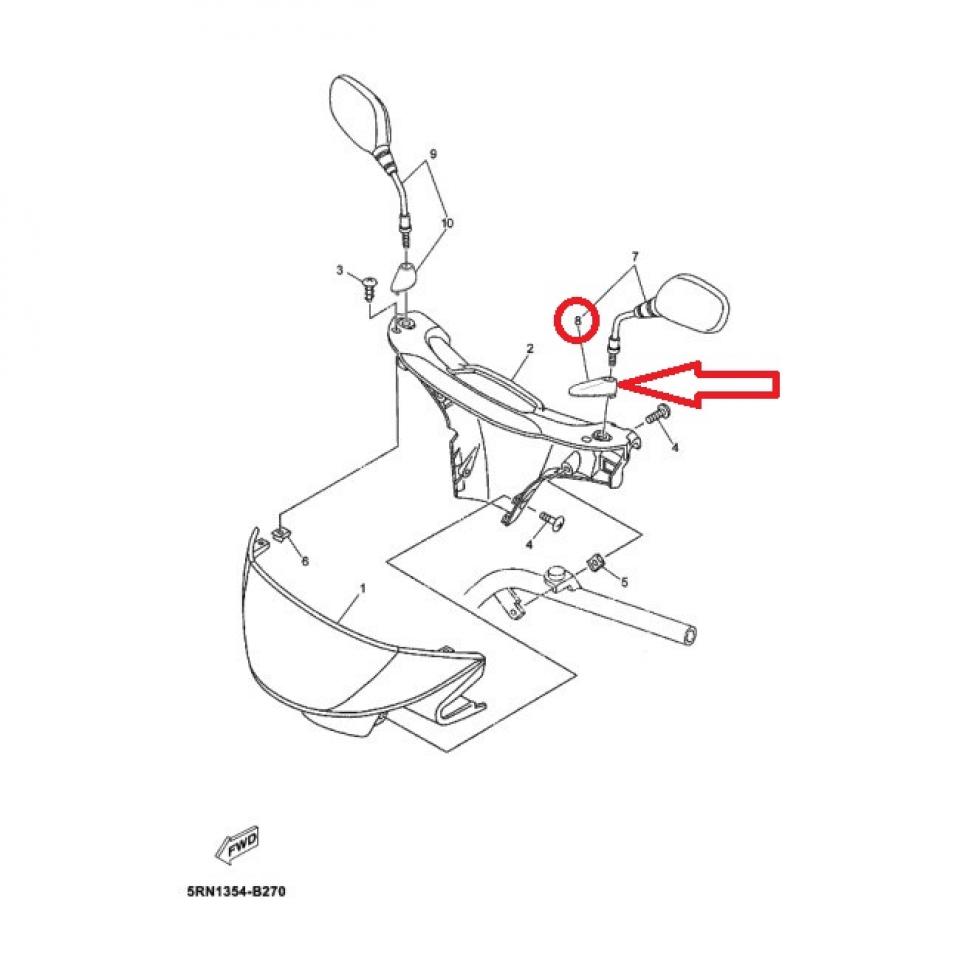 cache fixation tige rétroviseur gauche pour scooter MBK 50 Ovetto 5RN-F629T Neuf
