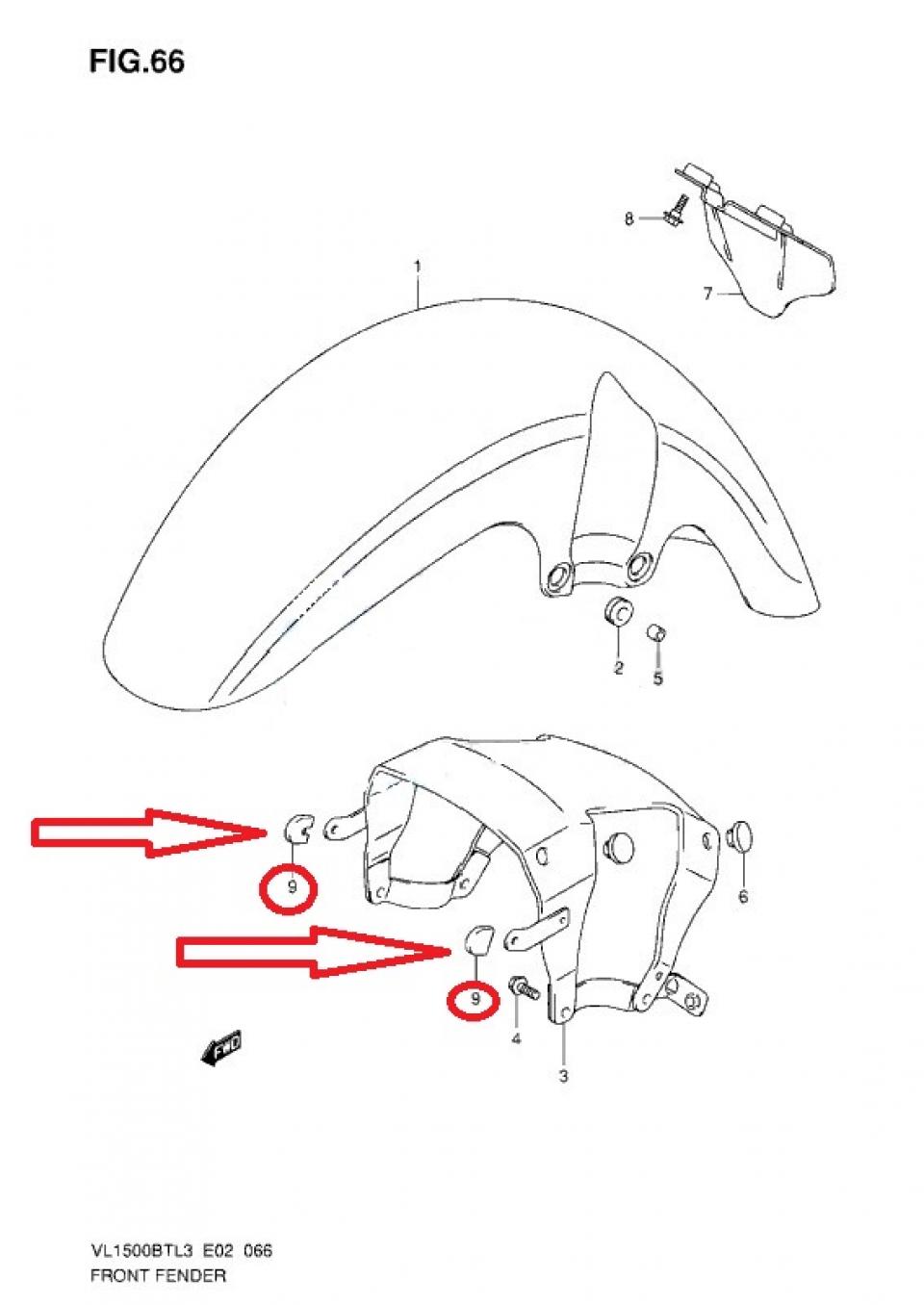 Caoutchouc anti-vibration pour moto Suzuki 1500 Boulevard 53112-06J00 Neuf