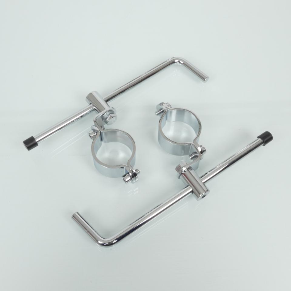 Kit fixation chromé pour bulle saut de vent Puig Roadster moto phare rond Neuf