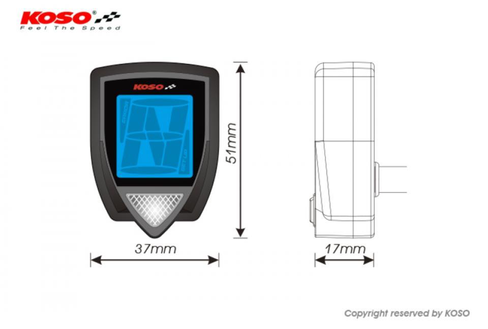 Indicateur digital de rapport engagé Koso pour moto KN002000 Neuf