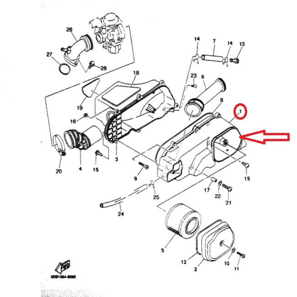 Partie gauche de Boite à air pour scooter Yamaha 125 Majesty 5DS-E4411-01 Neuf