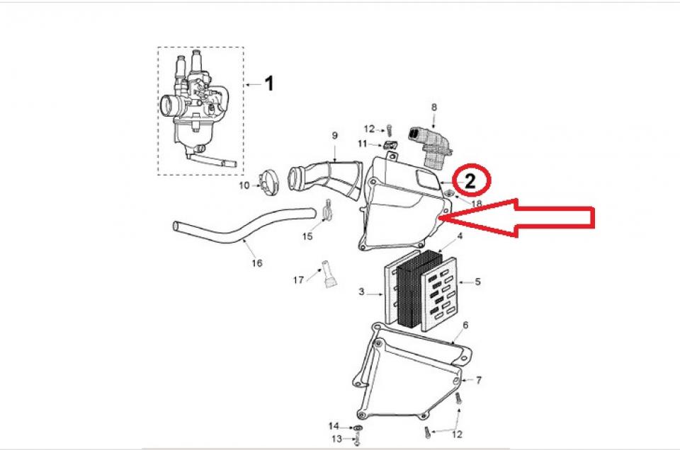 Boite à air pour moto Peugeot 50 XP7 758998 MH340111 1175899800 Neuf