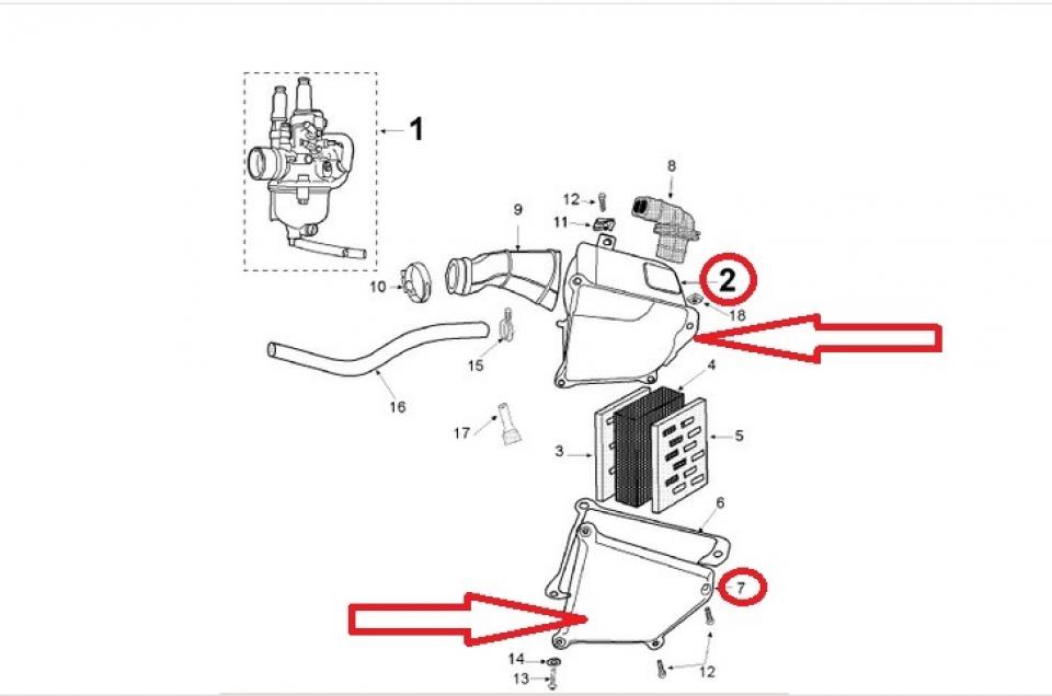 Boite à air pour moto Peugeot 50 XP7 758998 MH340111 800028 758999 Neuf