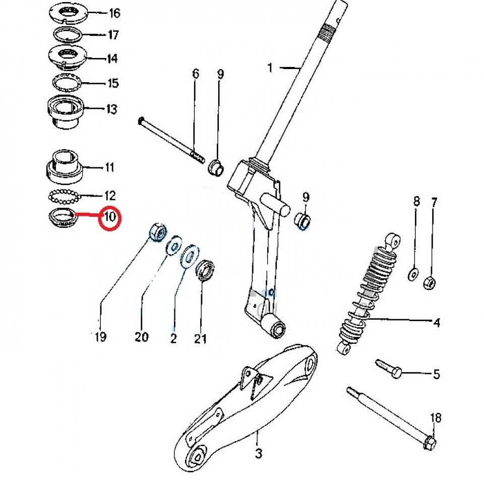 Cuvette inf colonne direction pour scooter Peugeot 50 speedfight Neuf