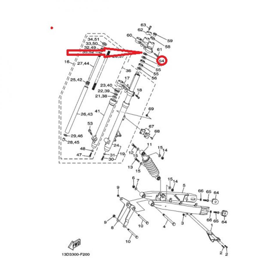 Écrou à ergot de colonne de direction pour moto Yamaha 50 DTR 1D4-F3150 Neuf