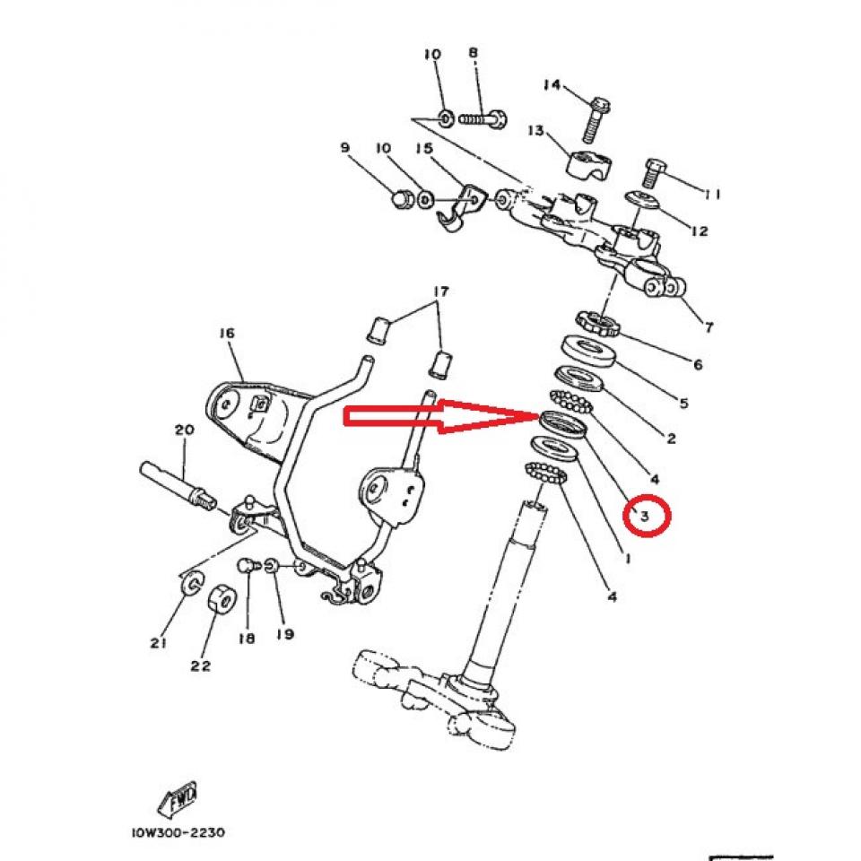 Cuvette inf roulement direction pour moto Yamaha 535 Virago 18323412 4FPF341210