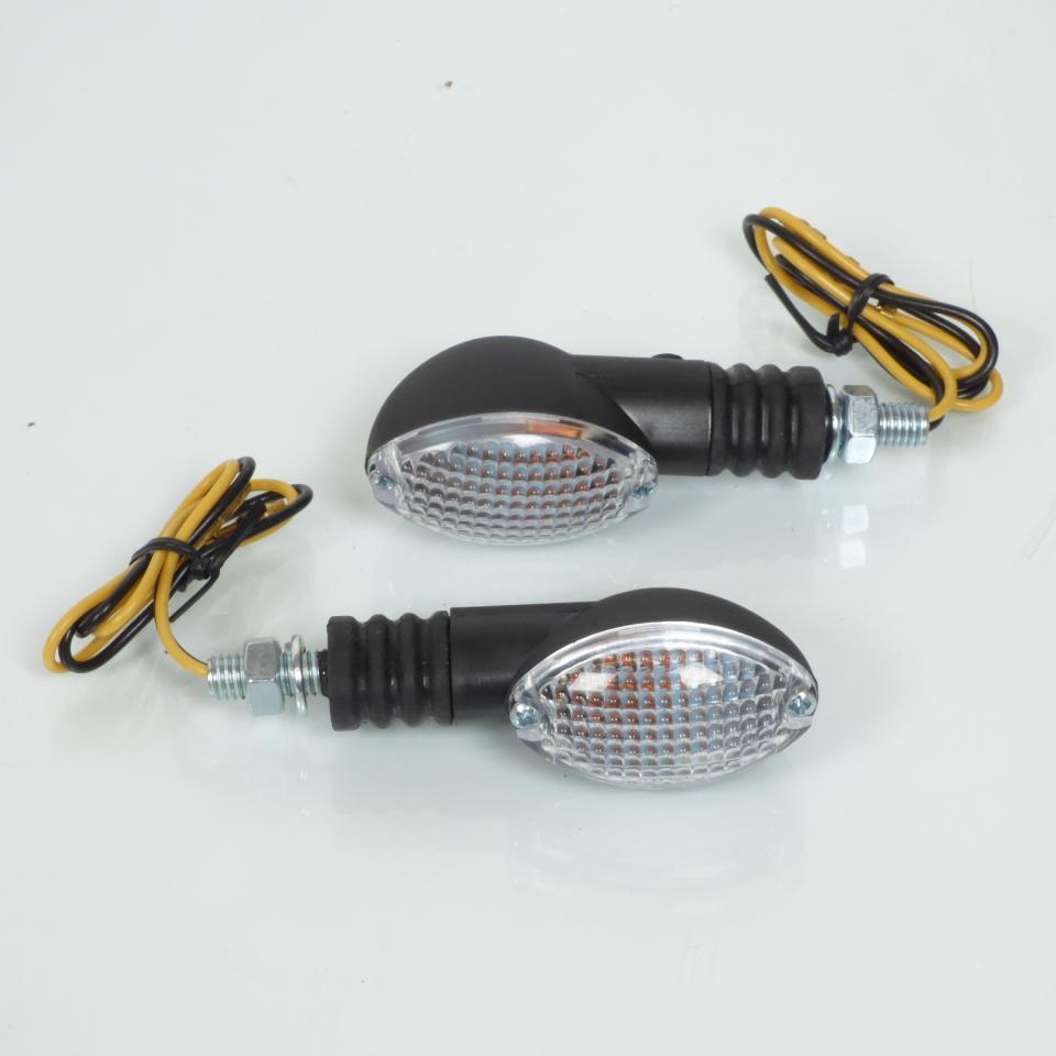 Paire de clignotant ovale à ampoule 12V 23W Replay transparent noir pour moto