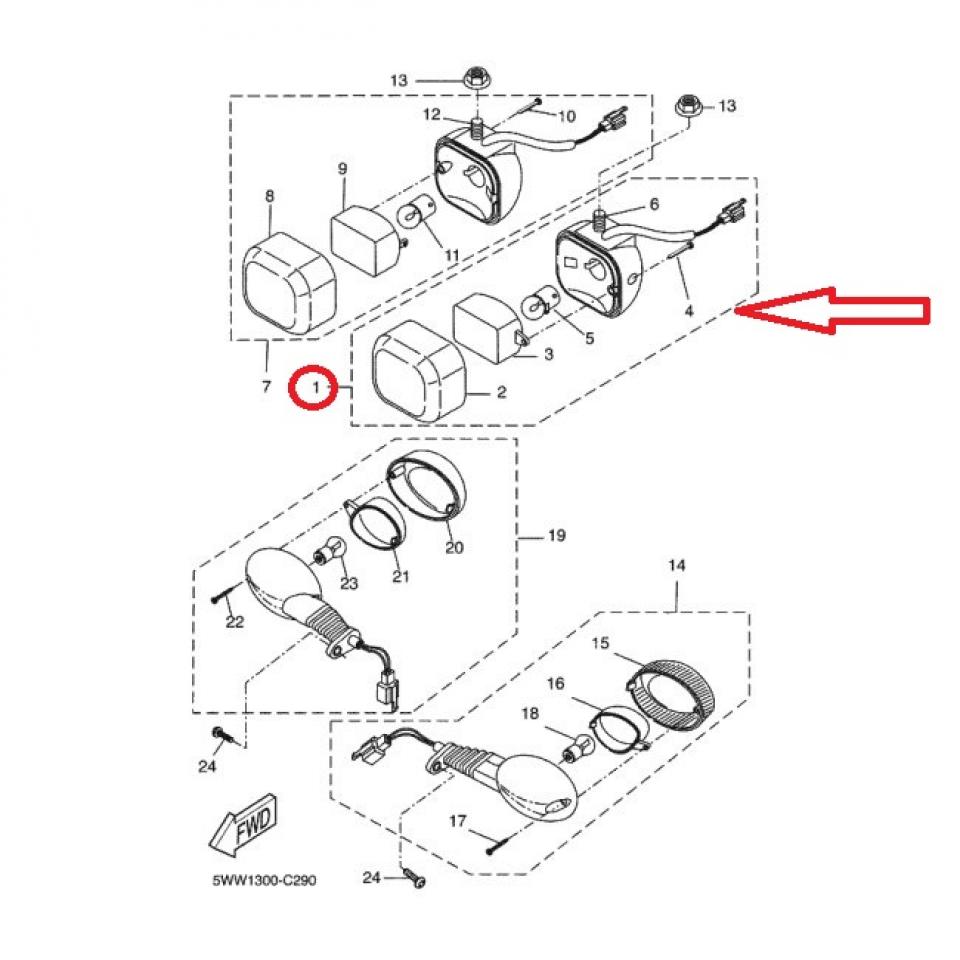 Clignotant AVG pour Scooter MBK 50 Booster 5WWH33100300 5WWH33100400 Neuf