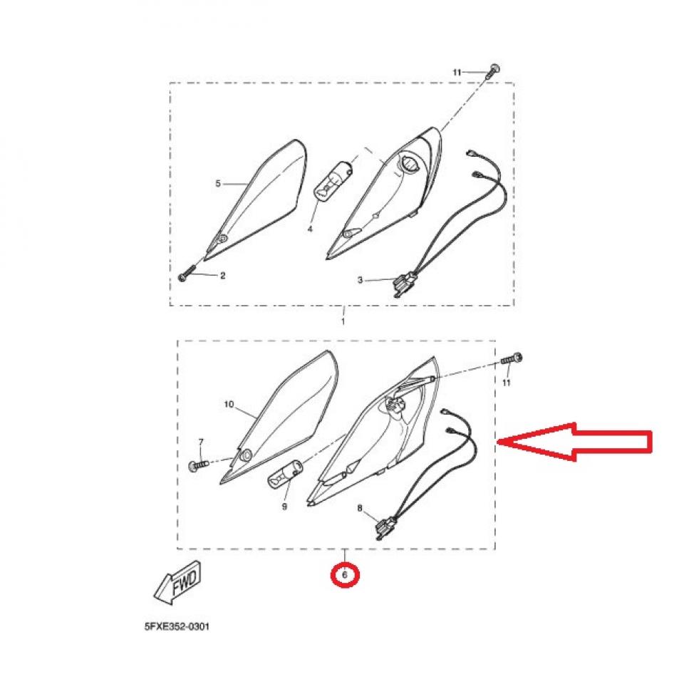Clignotant AVD pour Scooter MBK 50 Next Génération 1999-06 5FX-H3320-00 Neuf