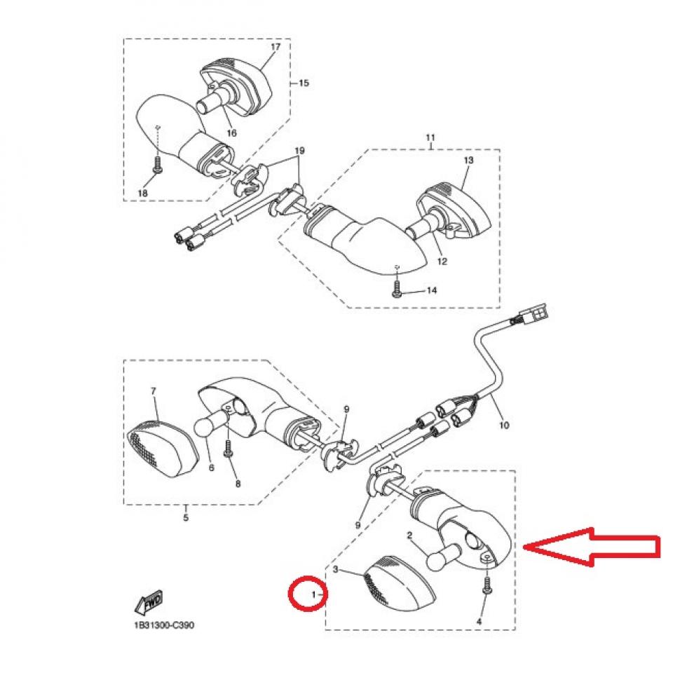 Clignotant AVG pour moto Yamaha 600 FZ6 2004 5PW-83310-01-00 Neuf