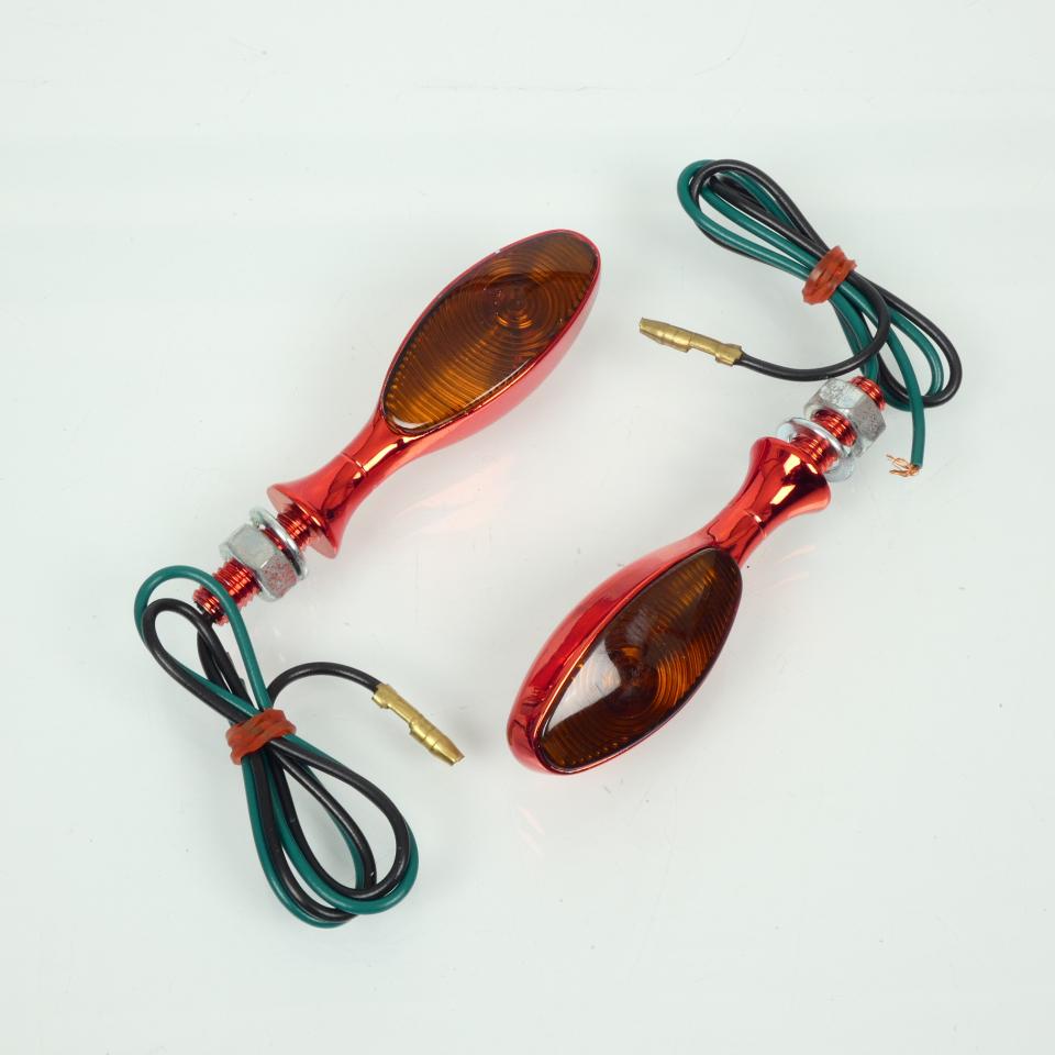 Mini clignotant LED 12V aluminium oblong chromé rouge pour moto 4602 Neuf
