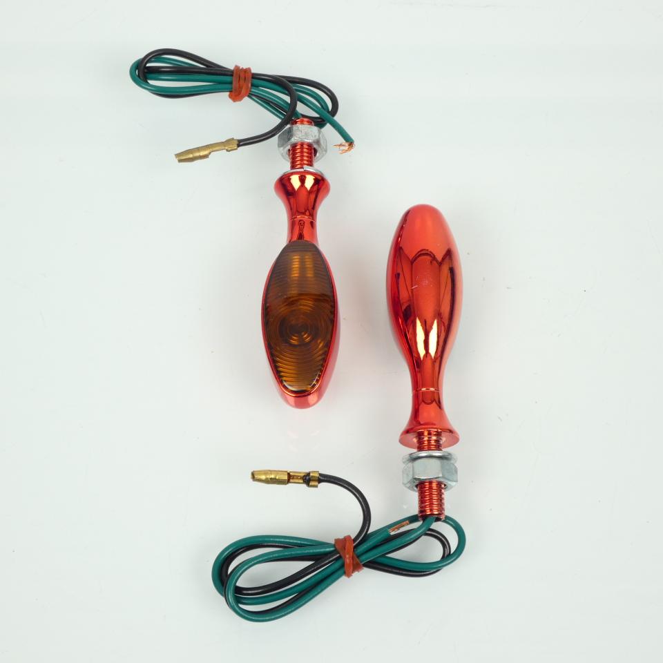 Mini clignotant LED 12V aluminium oblong chromé rouge pour moto 4602 Neuf