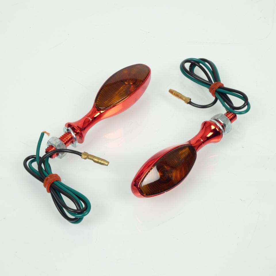 Mini clignotant LED 12V aluminium oblong chromé rouge pour moto 4602 Neuf