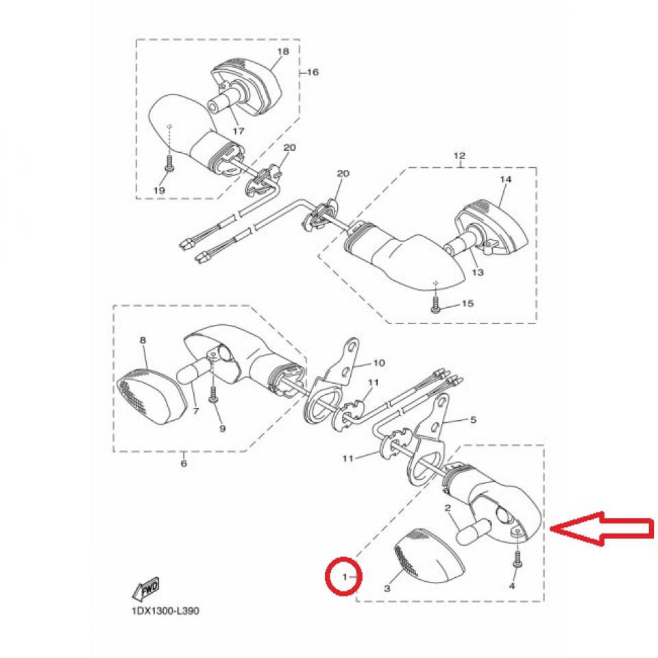Clignotant AVG pour moto Yamaha 600 XJ6 2009 à 2011 20S-83310-10 Occasion