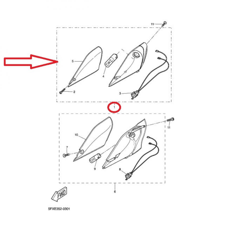 Clignotant AVG pour Scooter MBK 50 Next Génération 1999-06 5FX-H3310-00 Neuf