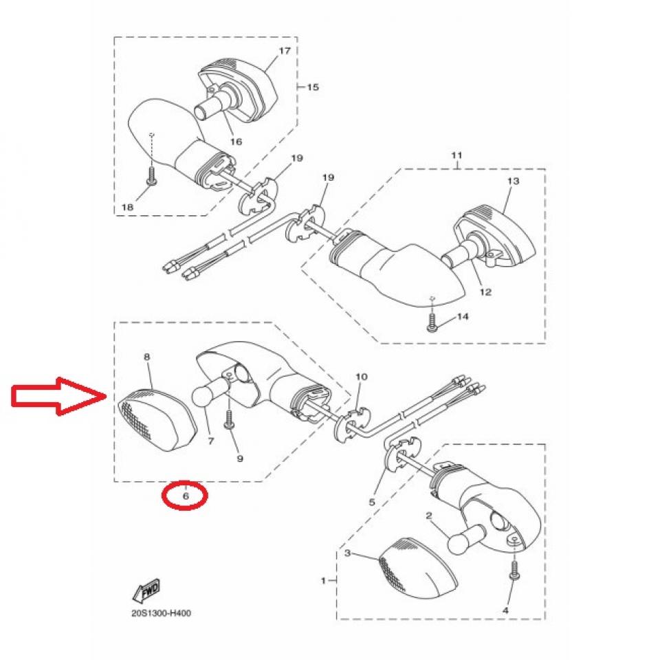 Clignotant AVD pour moto Yamaha 600 XJ6 2009 à 2010 20S-83320-10 Occasion