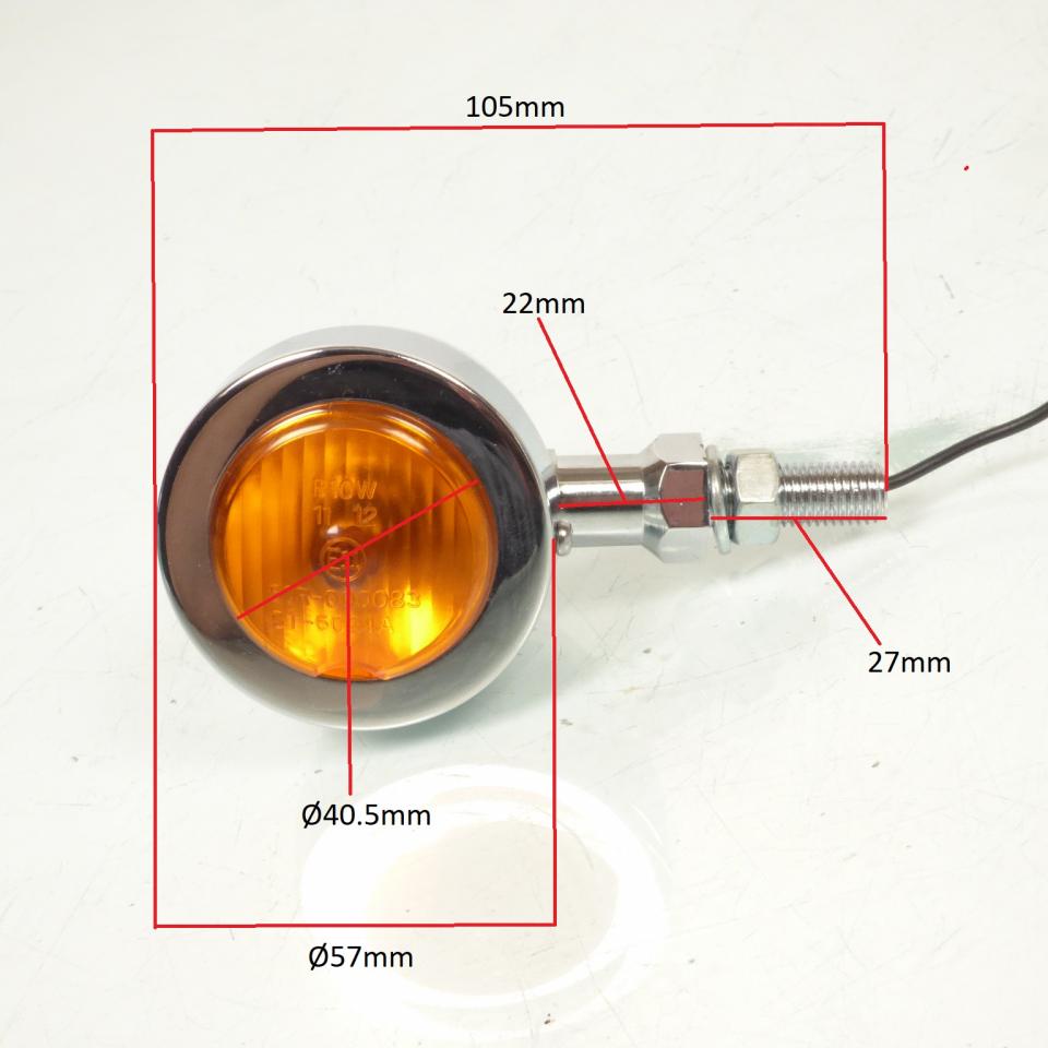 Clignotant chromé type Bullet 12V 10W 1 seul fils pour moto Custom HD chopper