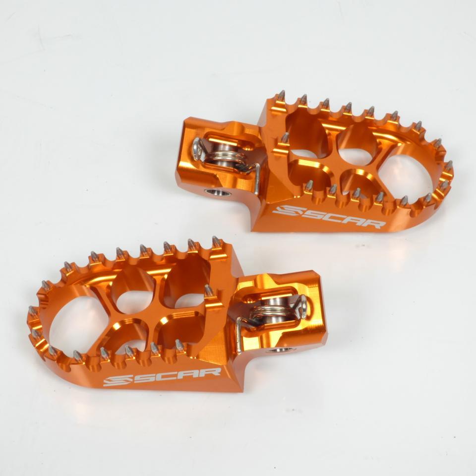 Paire de repose pied cale pied alu cross orange Scar pour moto KTM 125 SX 2016 à 2018